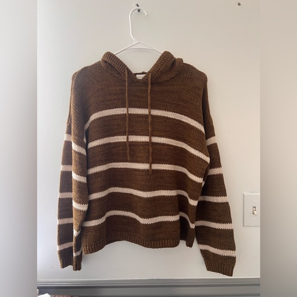 Garnet Hill S Hooded Beach Sweater Chunky Loose Weave
Brown White Stripe - Picture 3 of 7